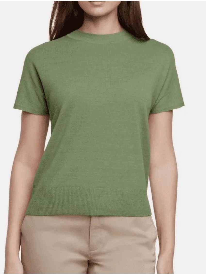 Nwt Banana Republic Linen Blend Short Sleeve Crewneck Knit Sweater Green Sz L